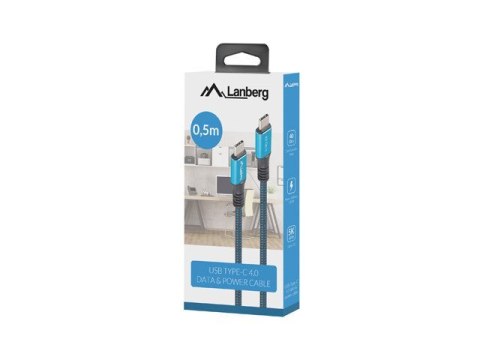 LANBERG KABEL USB-C M/M 4.0 0.5M 100W 8K 30HZ CA-CMCM-45CU-0005-BK LANBERG KABEL USB-C M/M 4.0 0.5M 100W 8K 30HZ CA-CMCM-45CU-0005-BK