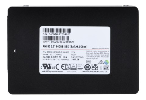 Dysk SSD Samsung PM883 960GB SATA 2.5" MZ7LH960HAJR-00005 (DWPD 1.3) Dysk SSD Samsung PM883 960GB SATA 2.5" MZ7LH960HAJR-00005 (DWPD 1.3)