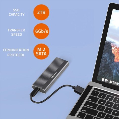 QOLTEC OBUDOWA NA DYSK SSD M.2 | SATA | NGFF | USB-C | SUPER SPEED | 2TB | SZARY QOLTEC OBUDOWA NA DYSK SSD M.2 | SATA | NGFF | USB-C | SUPER SPEED | 2TB | SZARY