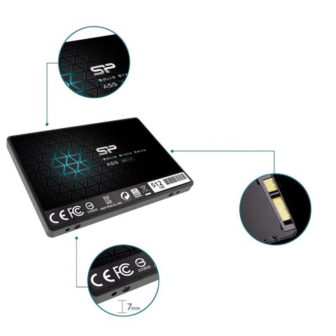 Dysk SSD Silicon Power Ace A55 512GB 2,5" SATA III 560/530 MB/s (SP512GBSS3A55S25) Dysk SSD Silicon Power Ace A55 512GB 2,5" SATA III 560/530 MB/s (SP512GBSS3A55S25)