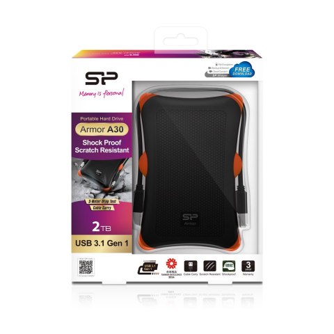 Dysk zewnętrzny Silicon Power Armor A30 SP020TBPHDA30S3K (2 TB ; 2.5"; USB 3.1; 5400 obr/min) Dysk zewnętrzny Silicon Power Armor A30 SP020TBPHDA30S3K (2 TB ; 2.5"; USB 3.1; 5400 obr/min)