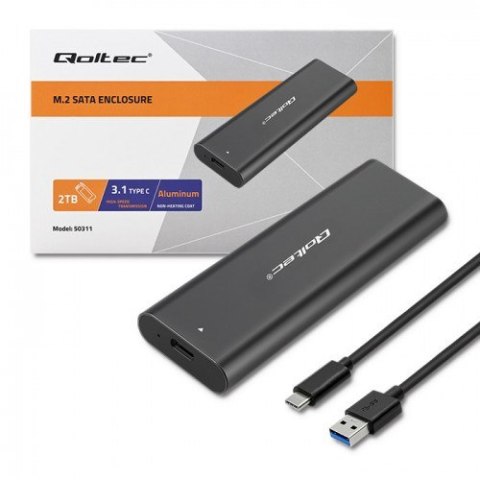 QOLTEC OBUDOWA DO DYSKÓW KIESZEŃ M.2 SATA SSD | NGFF | USB TYP C QOLTEC OBUDOWA DO DYSKÓW KIESZEŃ M.2 SATA SSD | NGFF | USB TYP C