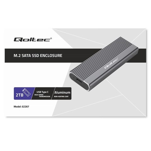 QOLTEC OBUDOWA NA DYSK SSD M.2 | SATA | NGFF | USB-C | SUPER SPEED | 2TB | SZARY QOLTEC OBUDOWA NA DYSK SSD M.2 | SATA | NGFF | USB-C | SUPER SPEED | 2TB | SZARY
