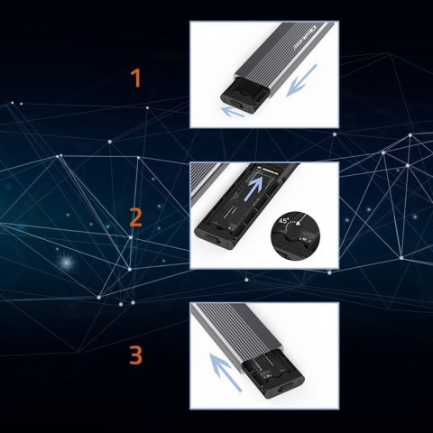 QOLTEC OBUDOWA NA DYSK SSD M.2 | SATA | NGFF | USB-C | SUPER SPEED | 2TB | SZARY QOLTEC OBUDOWA NA DYSK SSD M.2 | SATA | NGFF | USB-C | SUPER SPEED | 2TB | SZARY