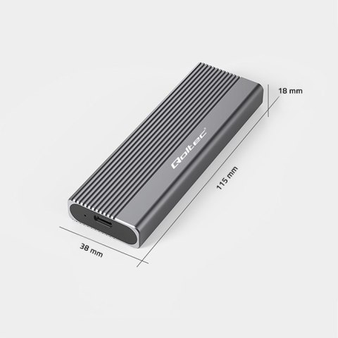 QOLTEC OBUDOWA NA DYSK SSD M.2 | SATA | NGFF | USB-C | SUPER SPEED | 2TB | SZARY QOLTEC OBUDOWA NA DYSK SSD M.2 | SATA | NGFF | USB-C | SUPER SPEED | 2TB | SZARY