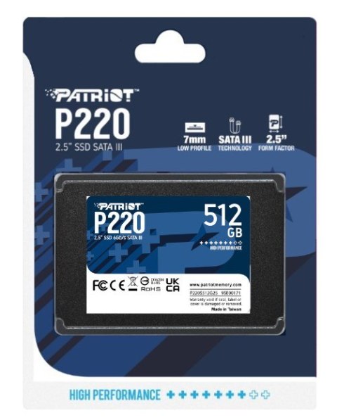 SSD PATRIOT P220 512GB SATA3 2,5" SSD PATRIOT P220 512GB SATA3 2,5"