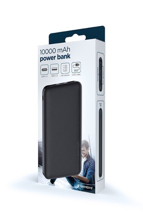 GEMBIRD POWERBANK 10000 MAH 2X USB, CZARNY GEMBIRD POWERBANK 10000 MAH 2X USB, CZARNY