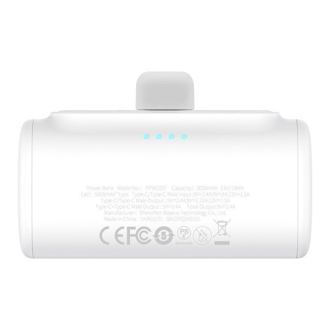 Powerbank Baseus Compact 5000mAh USB-C (biały) Powerbank Baseus Compact 5000mAh USB-C (biały)
