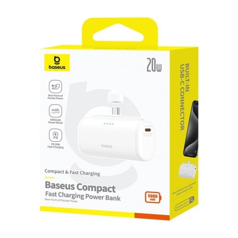 Powerbank Baseus Compact 5000mAh USB-C (biały) Powerbank Baseus Compact 5000mAh USB-C (biały)