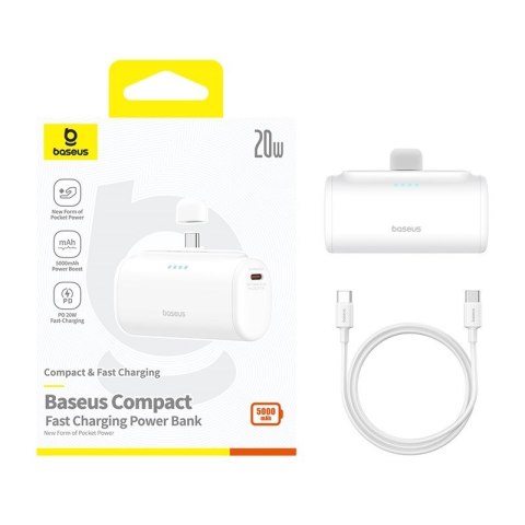 Powerbank Baseus Compact 5000mAh USB-C (biały) Powerbank Baseus Compact 5000mAh USB-C (biały)