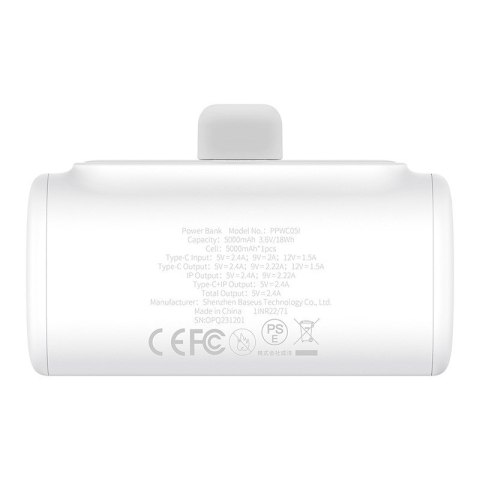 Powerbank Baseus Compact IP 5000mAh 20W USB-C/Lightning (biały) Powerbank Baseus Compact IP 5000mAh 20W USB-C/Lightning (biały)