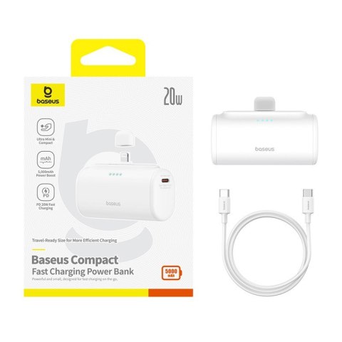 Powerbank Baseus Compact IP 5000mAh 20W USB-C/Lightning (biały) Powerbank Baseus Compact IP 5000mAh 20W USB-C/Lightning (biały)
