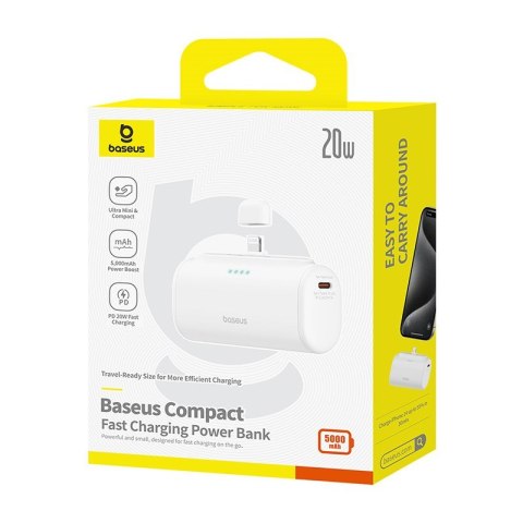 Powerbank Baseus Compact IP 5000mAh 20W USB-C/Lightning (biały) Powerbank Baseus Compact IP 5000mAh 20W USB-C/Lightning (biały)