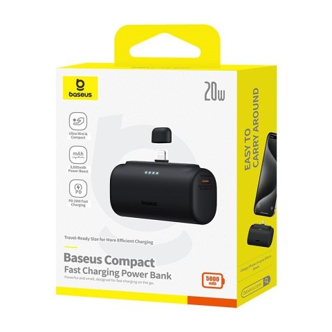 Powerbank Baseus Compact IP 5000mAh 20W USB-C/Lightning (czarny) Powerbank Baseus Compact IP 5000mAh 20W USB-C/Lightning (czarny)