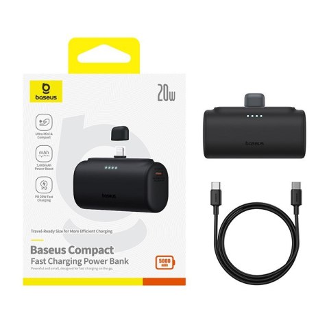 Powerbank Baseus Compact IP 5000mAh 20W USB-C/Lightning (czarny) Powerbank Baseus Compact IP 5000mAh 20W USB-C/Lightning (czarny)