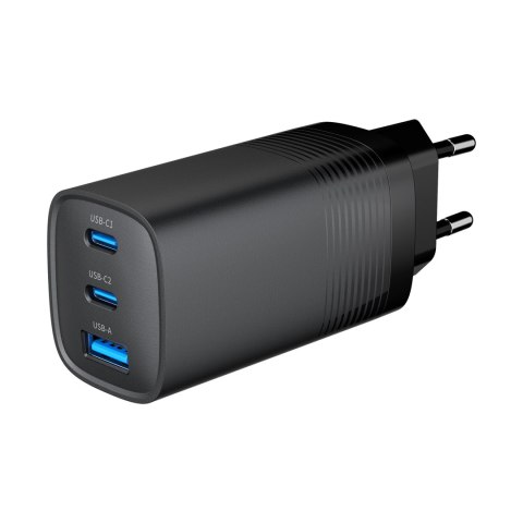 GEMBIRD SZYBKA ŁADOWARKA USB POWER DELIVERY USB TYPU C, 3X USB, 65 W, GAN CZARNA GEMBIRD SZYBKA ŁADOWARKA USB POWER DELIVERY USB TYPU C, 3X USB, 65 W, GAN CZARNA