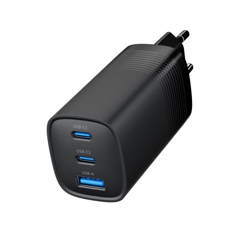 GEMBIRD SZYBKA ŁADOWARKA USB POWER DELIVERY USB TYPU C, 3X USB, 65 W, GAN CZARNA GEMBIRD SZYBKA ŁADOWARKA USB POWER DELIVERY USB TYPU C, 3X USB, 65 W, GAN CZARNA