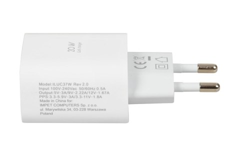 ŁADOWARKA SIECIOWA I-BOX C-37 PD20W USB-C ŁADOWARKA SIECIOWA I-BOX C-37 PD20W USB-C