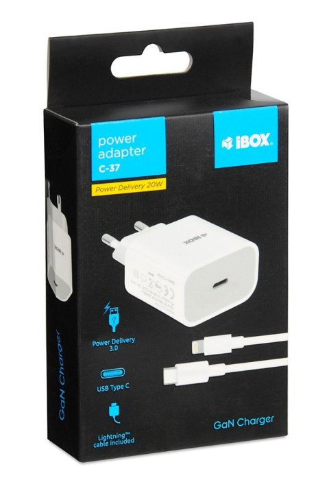 ŁADOWARKA SIECIOWA I-BOX C-37 PD20W USB-C ŁADOWARKA SIECIOWA I-BOX C-37 PD20W USB-C