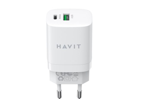 Ładowarka Havit USB-A+USB-C UC30 EU (biały) Ładowarka Havit USB-A+USB-C UC30 EU (biały)
