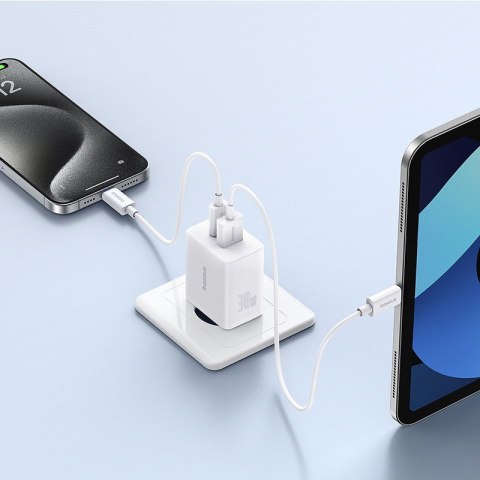Ładowarka sieciowa Baseus Cube C+U 30W EU (moon white) Ładowarka sieciowa Baseus Cube C+U 30W EU (moon white)