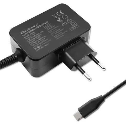 QOLTEC ŁADOWARKA GAN POWER PRO | 1XUSB-C | 65W | 5-20V | 3-3.25A | CZARNA QOLTEC ŁADOWARKA GAN POWER PRO | 1XUSB-C | 65W | 5-20V | 3-3.25A | CZARNA