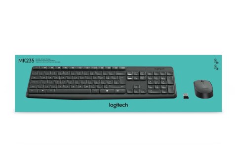 Zestaw klawiatura + mysz membranowa Logitech MK235 920-007931 (USB 3.0; kolor szary; optyczna) Zestaw klawiatura + mysz membranowa Logitech MK235 920-007931 (USB 3.0; kolor szary; optyczna)
