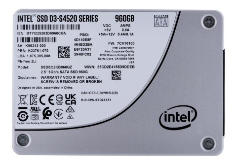 Dysk SSD Solidigm (Intel) S4520 960GB SATA 2.5" SSDSC2KB960GZ01 (DWPD up to 3) Dysk SSD Solidigm (Intel) S4520 960GB SATA 2.5" SSDSC2KB960GZ01 (DWPD up to 3)