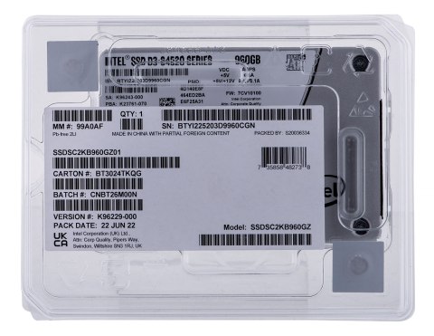 Dysk SSD Solidigm (Intel) S4520 960GB SATA 2.5" SSDSC2KB960GZ01 (DWPD up to 3) Dysk SSD Solidigm (Intel) S4520 960GB SATA 2.5" SSDSC2KB960GZ01 (DWPD up to 3)