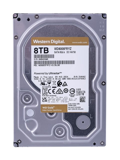 Dysk twardy HDD WD Gold 8TB 3,5" SATA WD8005FRYZ Dysk twardy HDD WD Gold 8TB 3,5" SATA WD8005FRYZ