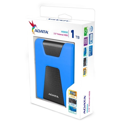 Dysk zewnętrzny HDD ADATA HD650 (1TB; 2.5"; USB 3.2; niebieski) Dysk zewnętrzny HDD ADATA HD650 (1TB; 2.5"; USB 3.2; niebieski)