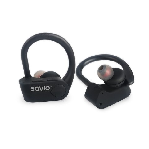 Słuchawki bezprzewodowe SAVIO TWS-03 (bluetooth; bezprzewodowe, Bluetooth; z wbudowanym mikrofonem; kolor czarny Słuchawki bezprzewodowe SAVIO TWS-03 (bluetooth; bezprzewodowe, Bluetooth; z wbudowanym mikrofonem; kolor czarny