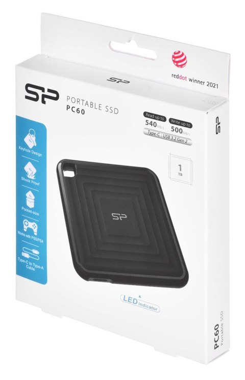Dysk zewnętrzny SSD Silicon Power PC60 (1TB; USB 3.2 Gen 2; SP010TBPSDPC60CK) Dysk zewnętrzny SSD Silicon Power PC60 (1TB; USB 3.2 Gen 2; SP010TBPSDPC60CK)