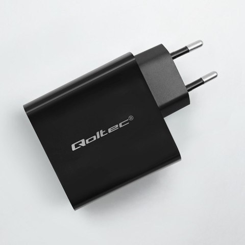 QOLTEC ŁADOWARKA SUPER QUICK PD | 1XUSB-C | 1XUSB | 90W | 5-20V | 2.4-4.35A | CZARNA QOLTEC ŁADOWARKA SUPER QUICK PD | 1XUSB-C | 1XUSB | 90W | 5-20V | 2.4-4.35A | CZARNA