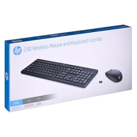 Zestaw klawiatura + mysz HP 230 Wireless Mouse and Keyboard Combo bezprzewodowe czarne 18H24AA Zestaw klawiatura + mysz HP 230 Wireless Mouse and Keyboard Combo bezprzewodowe czarne 18H24AA