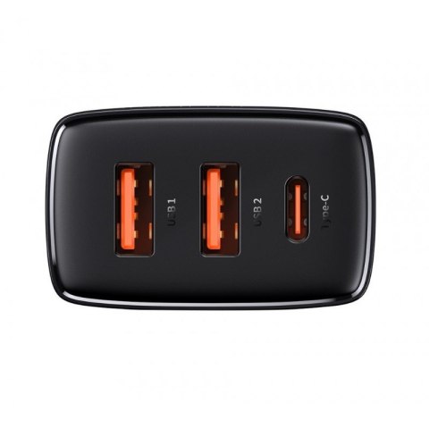 BASEUS ŁADOWARKA SIECIOWA 2XUSB, USB-C (CZARNA) BASEUS ŁADOWARKA SIECIOWA 2XUSB, USB-C (CZARNA)
